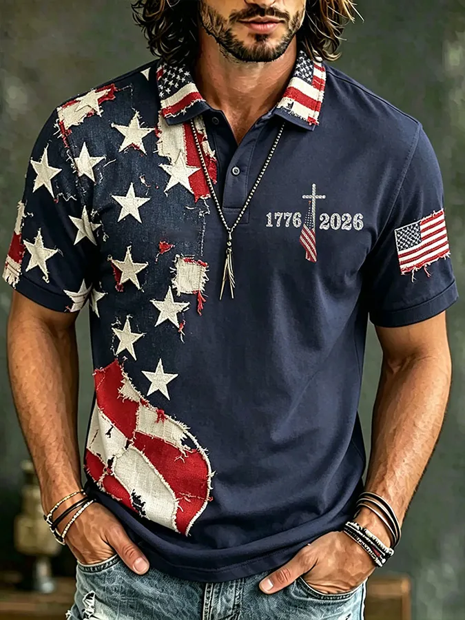 Men's Anniversary Of The United States Print Polo Shirt