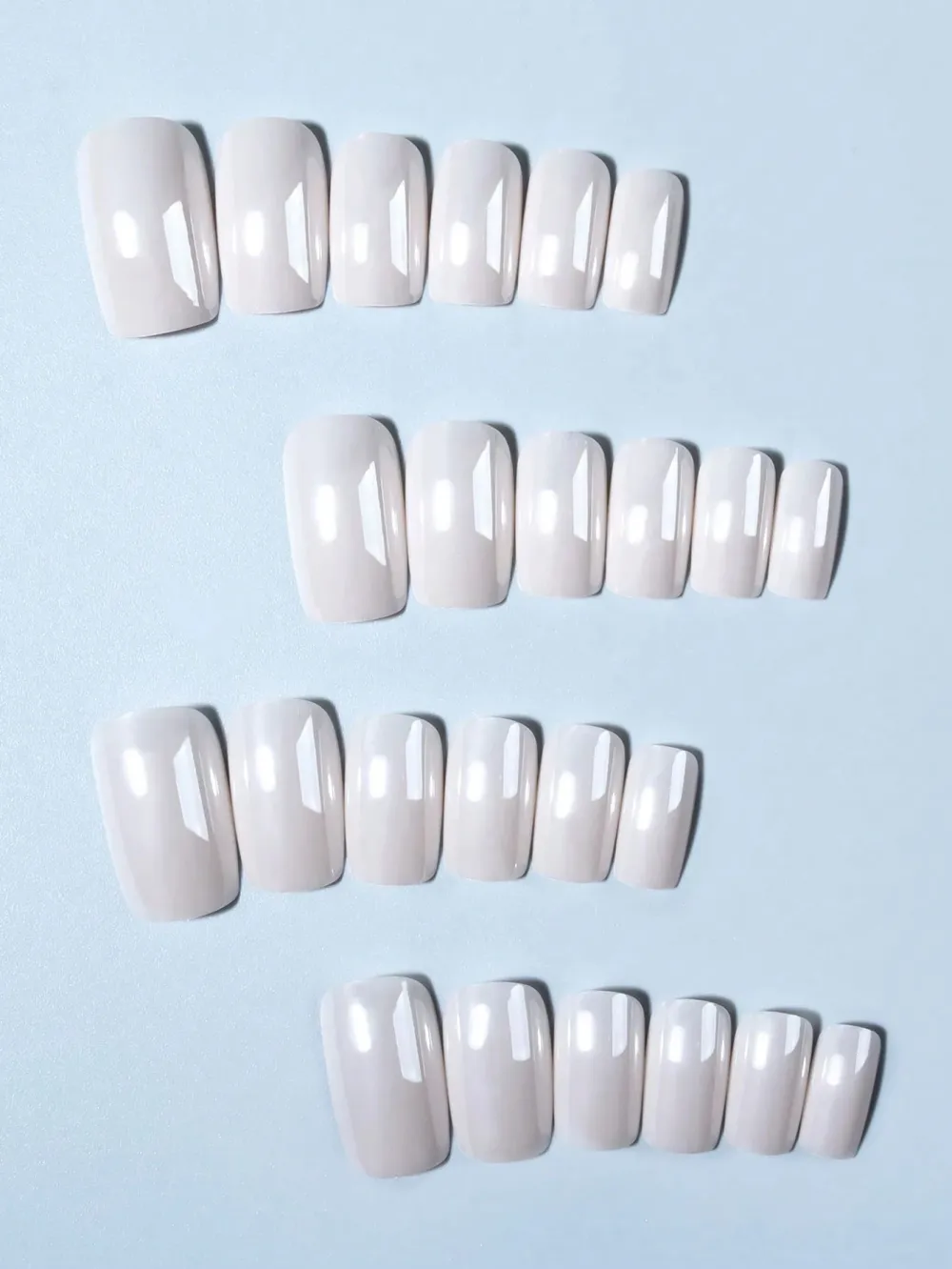 Nailhour 24Pcs White Minimalist Short Square Press On Nails