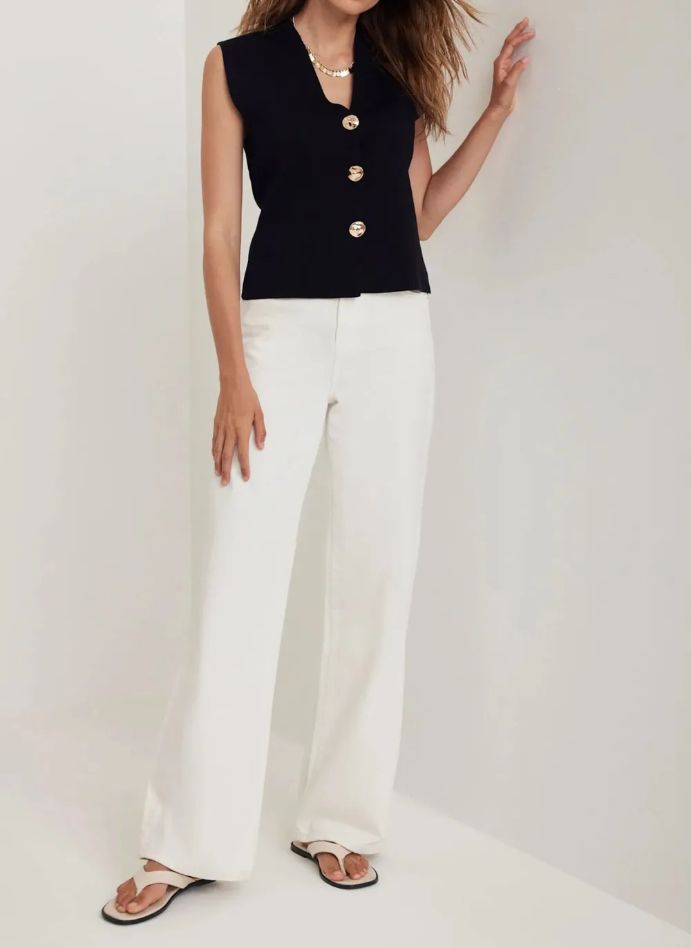 Casual Style V-neckline Knit Waistcoat