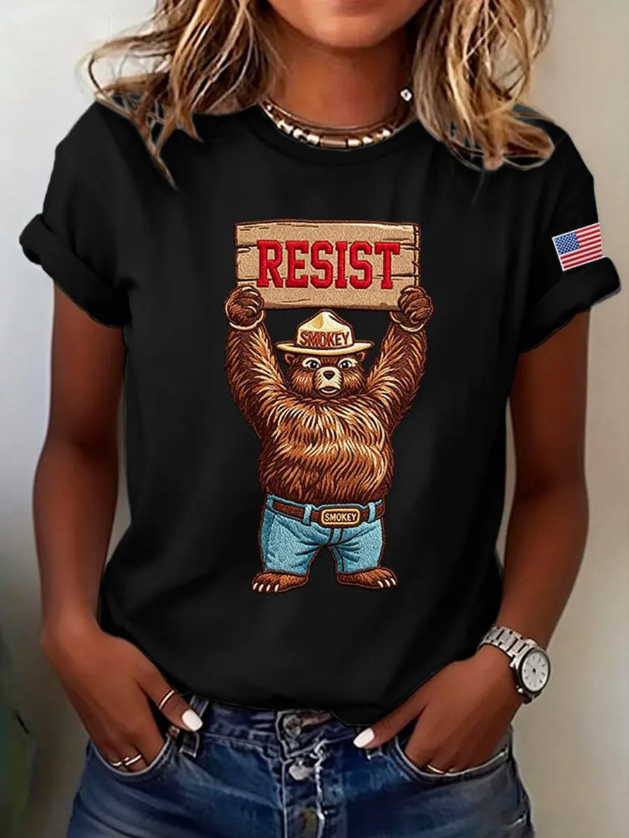 Women's Retro Resist Save The Forest Service Print T-Shirt