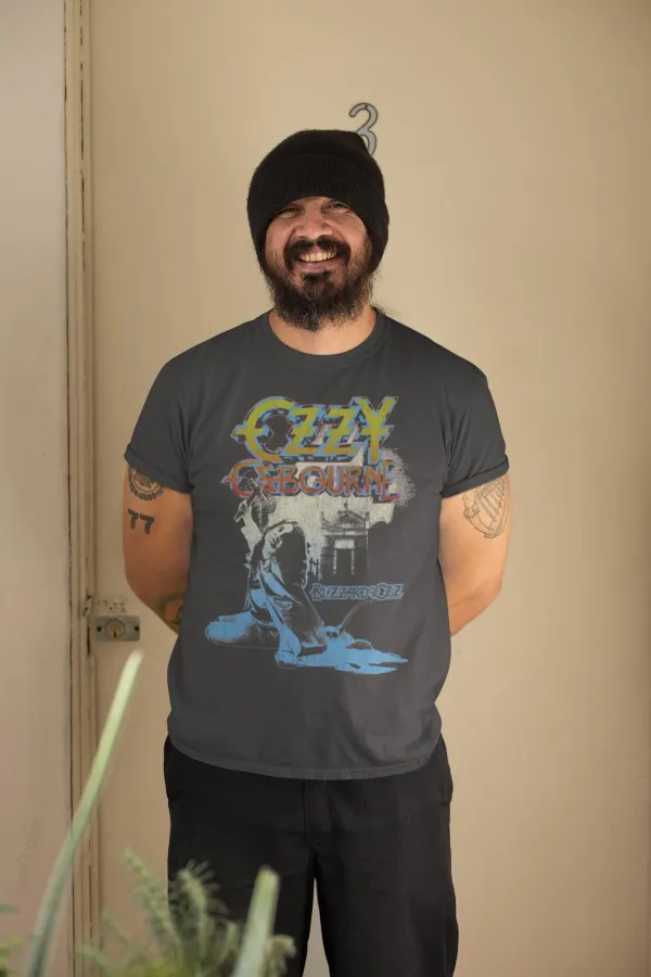 Ozzy Osbourne Blizzard Ozz Mens Short Sleeve T Shirt Classic Rock Vintage Style Rock Graphic Tees