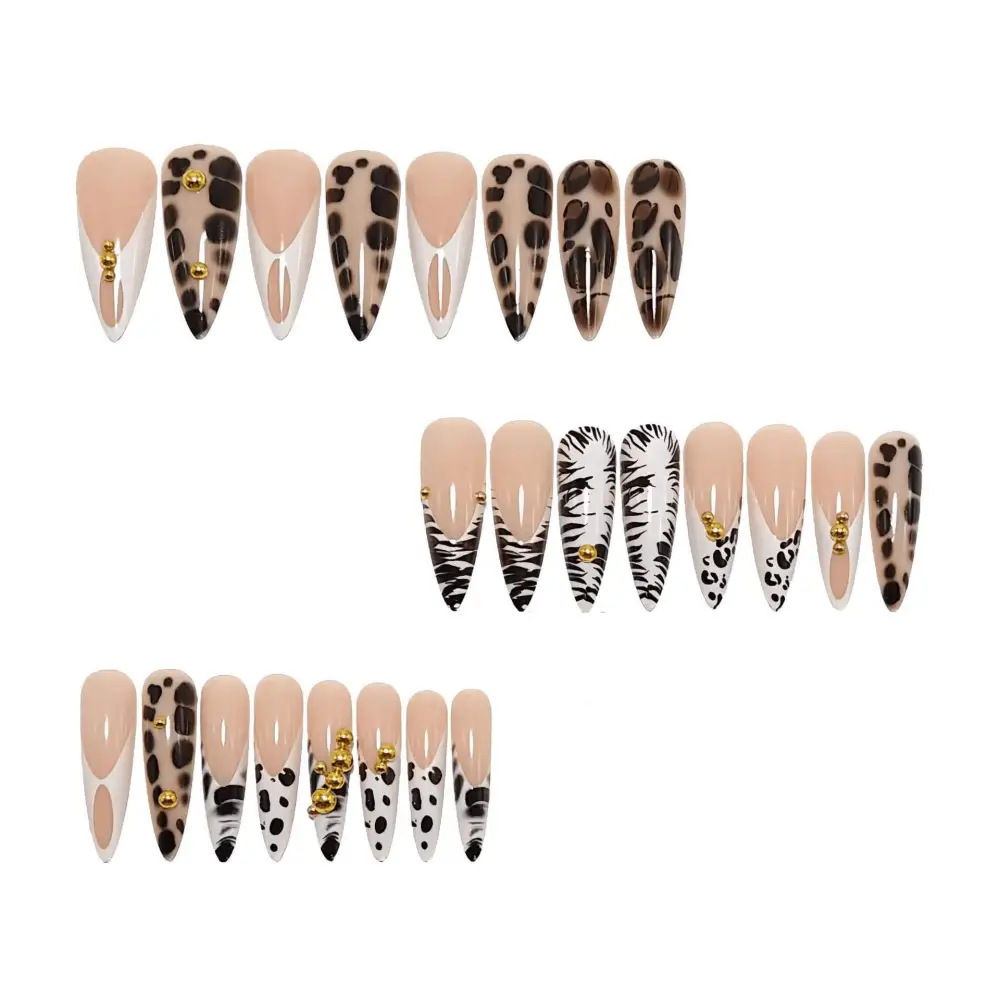 Nailhour 24Pcs Autumn Gilded Long Stiletto Press On Nails
