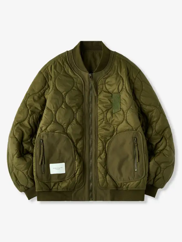 Men's Denim Quilted Bomber Jacket
