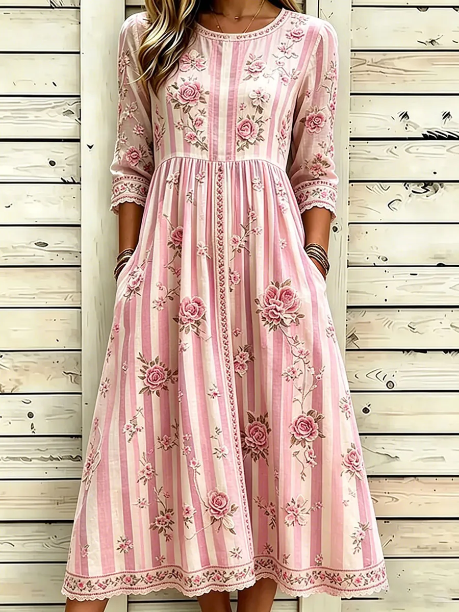 Women'S Casual Plant Flower Art Printed Art Dress