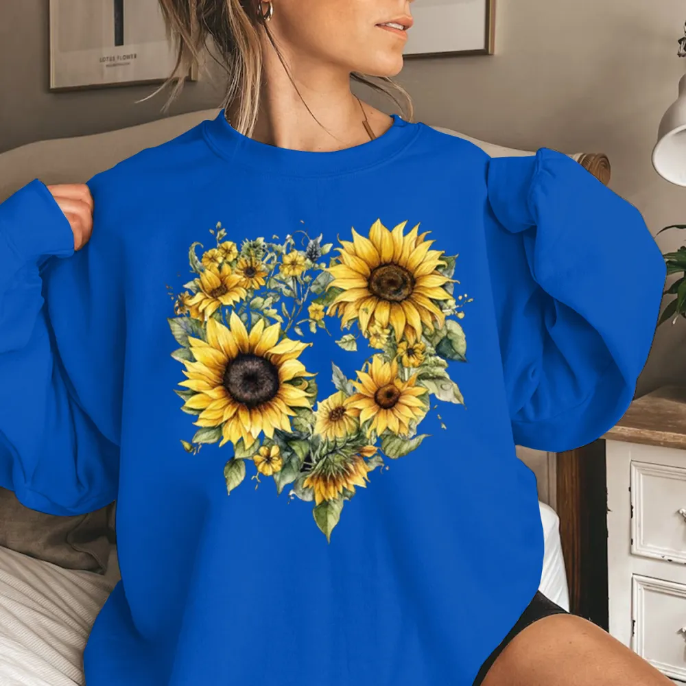 Sunflower Printed Long Sleeve Casual Sweatshirts