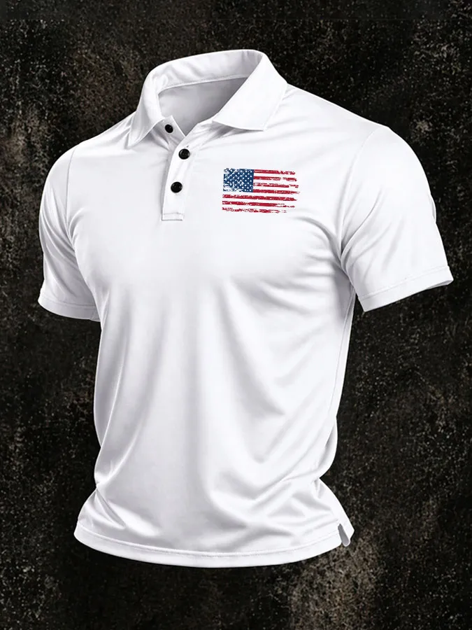 Men's America 250th Anniversary Print Casual Polo Shirt