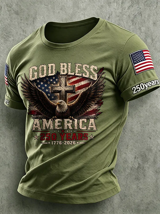 Men'S America Flag Printed Casual T-Shirt