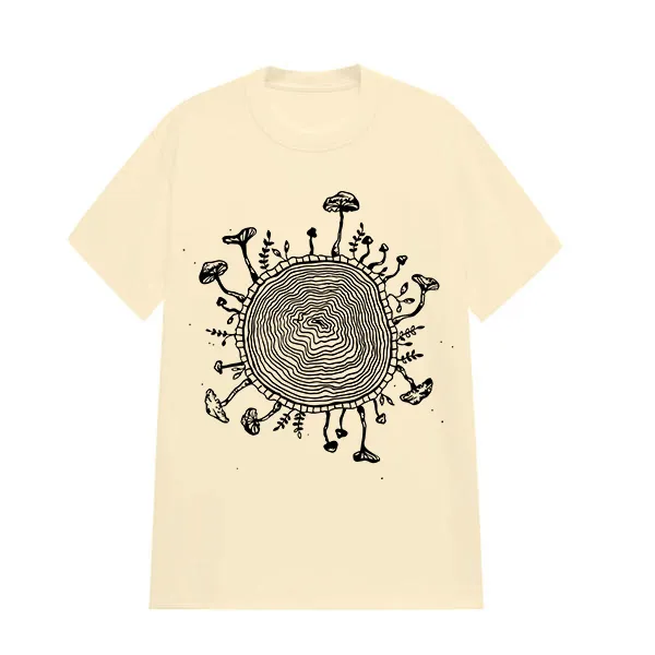 Mushroom Designed Pattern Printed T-Shirt