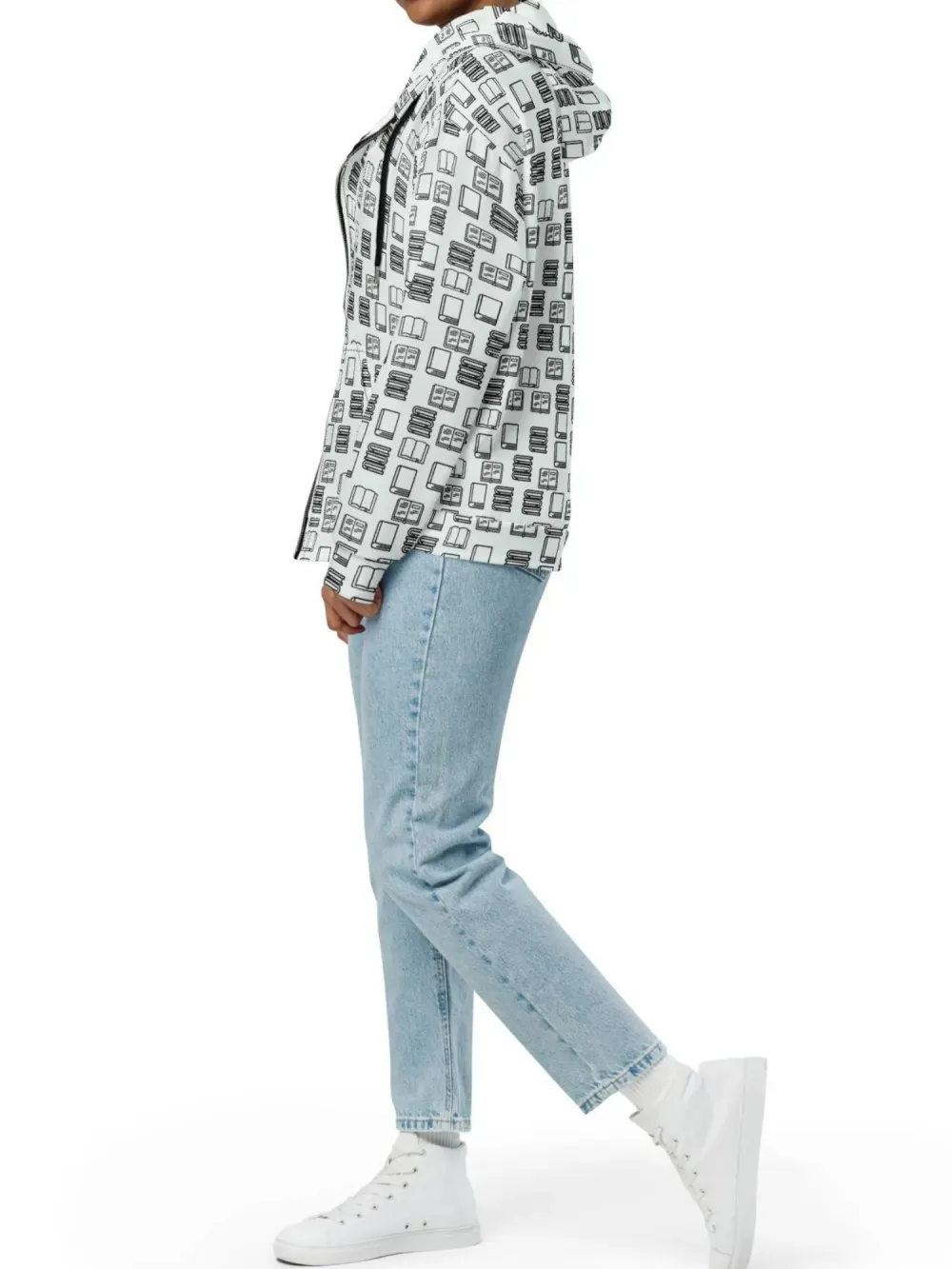 Pocketed Book Patterm Hoodie