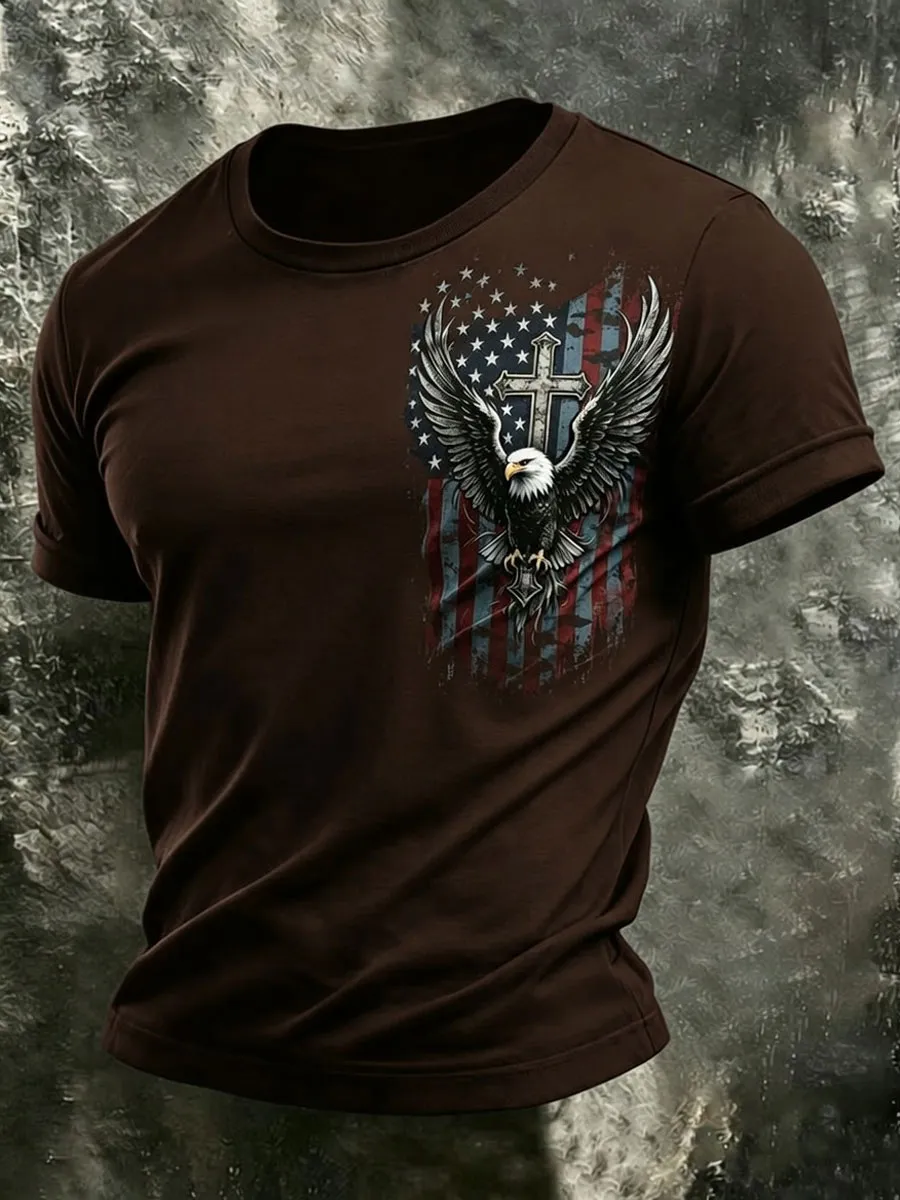Men'S Retro America 250 National Flag Print Casual T Shirt
