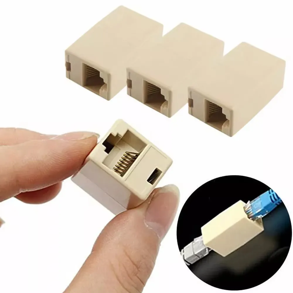 10 Pcs Network Ethernet Dual Head Coupler Jointer Plug