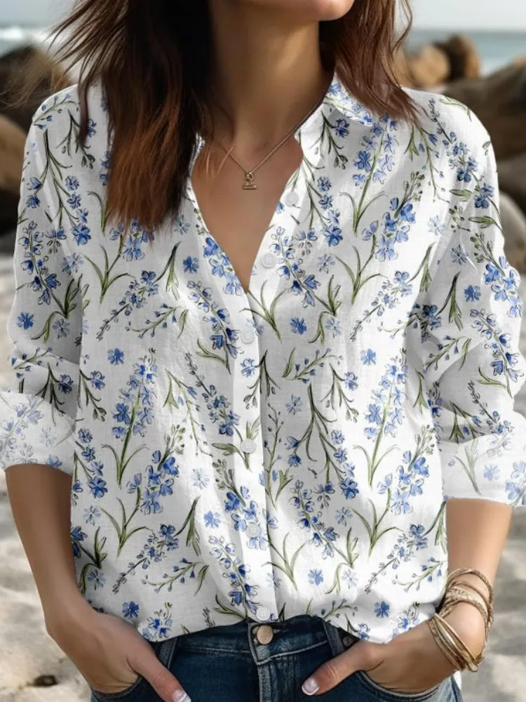 Delicate Blue Flower Shirt