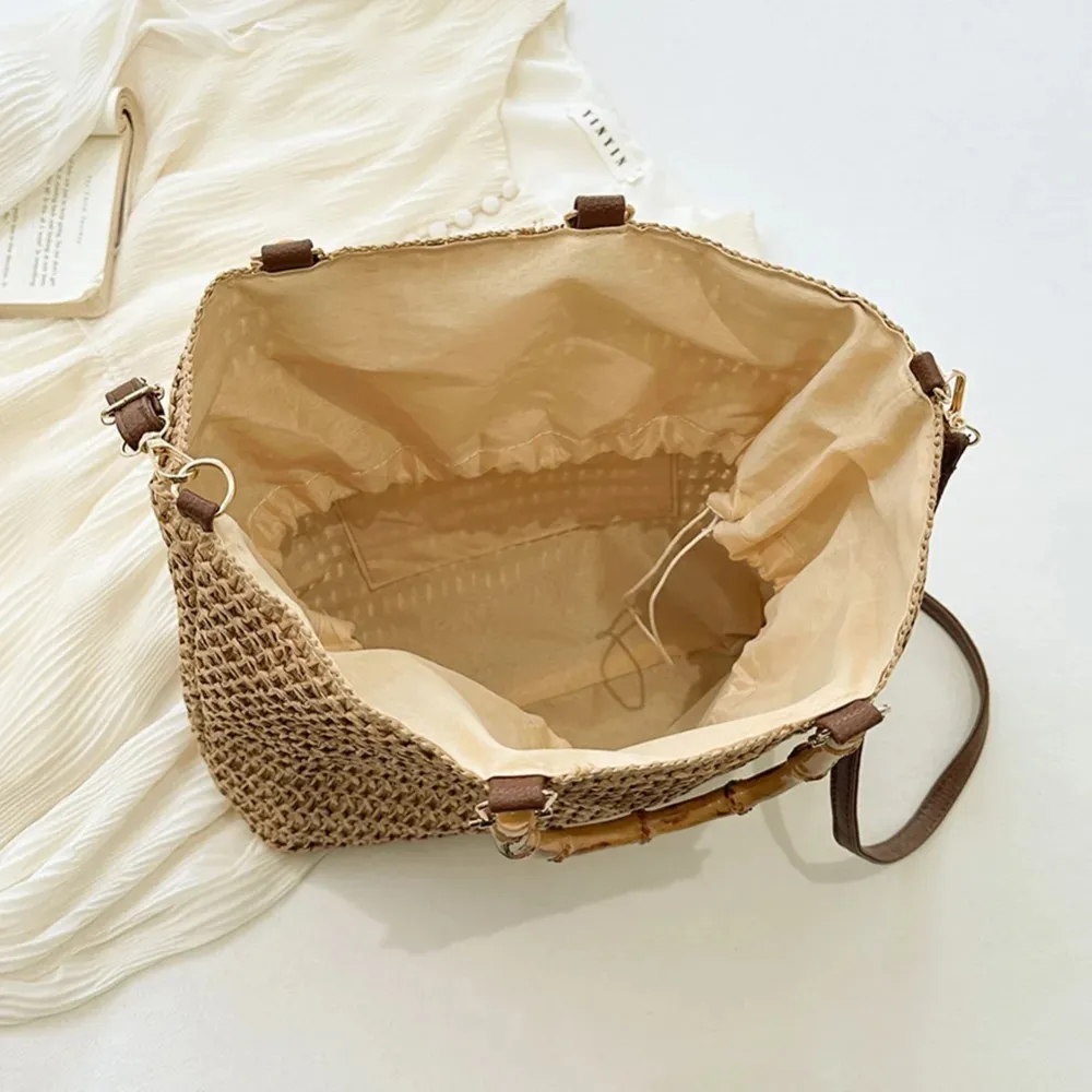 Bamboo Handle Handbag Shoulder Bag