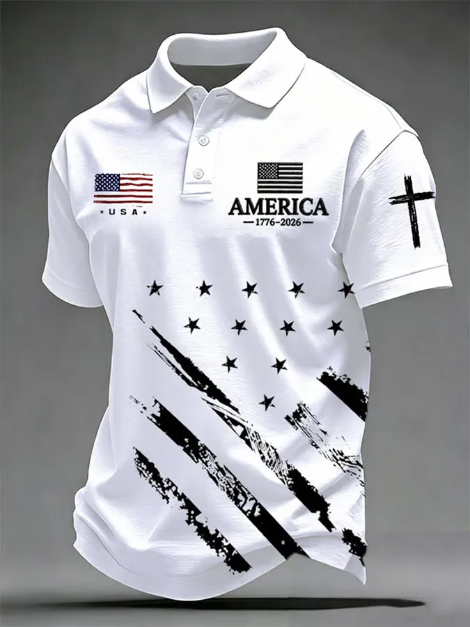 Men's America Flag Print Short Sleeve Top