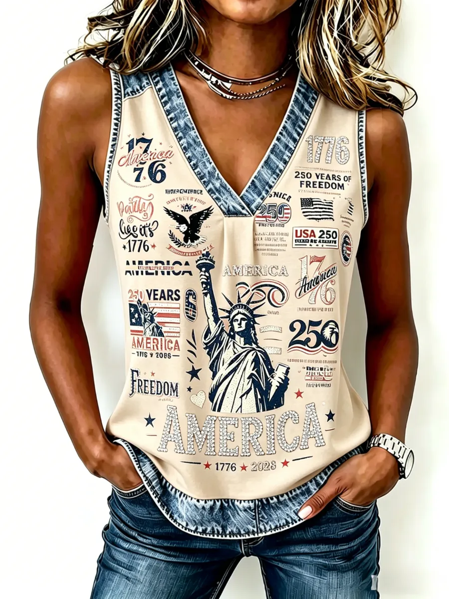 Women'S 250Th Anniversary Printed Casual Tank Top