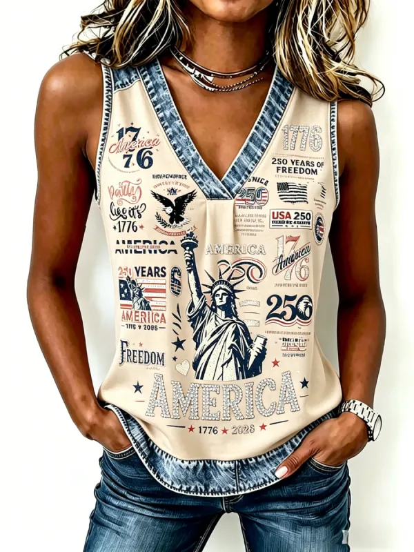 Women'S 250Th Anniversary Printed Casual Tank Top
