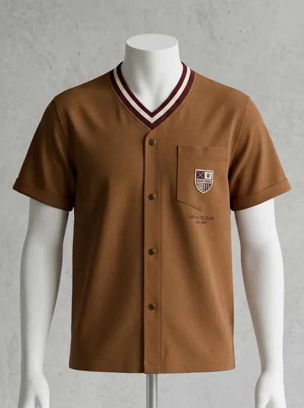 Men's Athletic Club Sports Lover Badge Printed Jersey Shirt