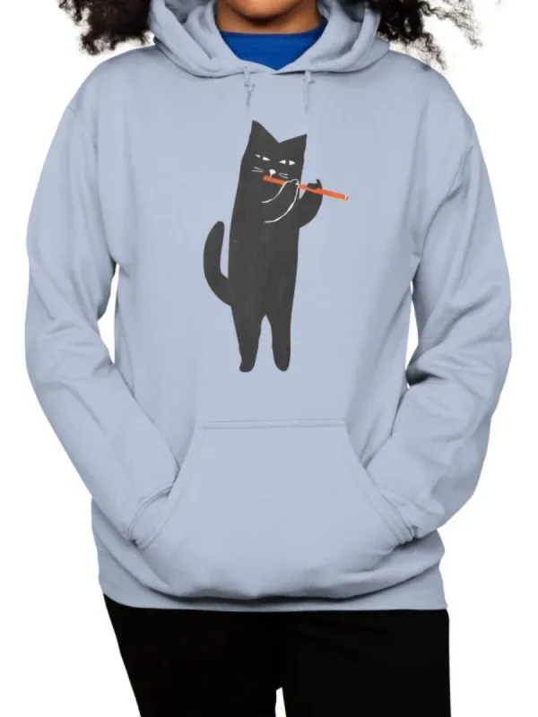 Flute Cat Casual Hoodie