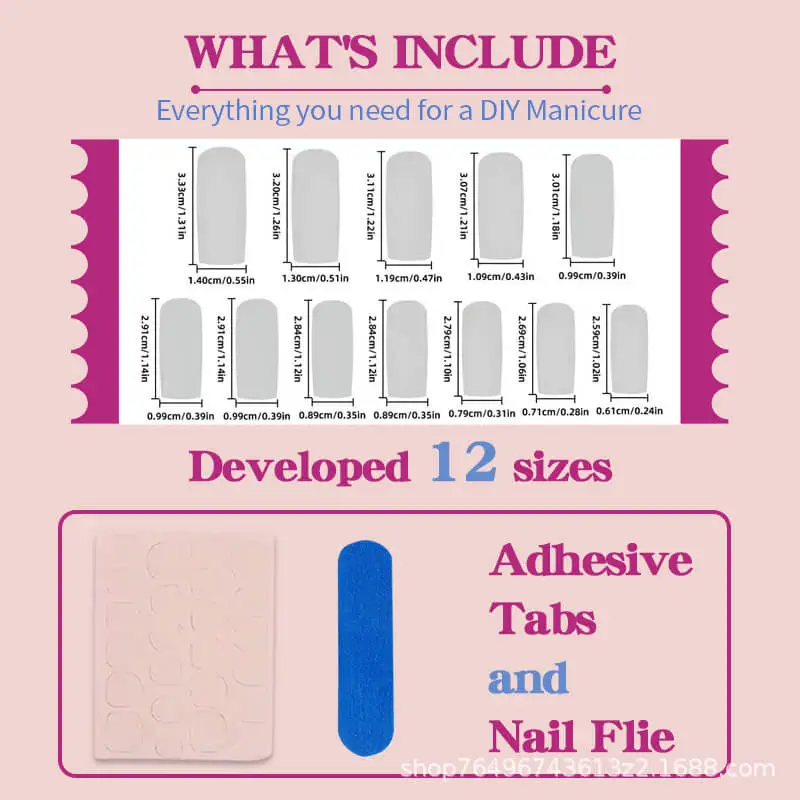 Nailhour 24Pcs Autumn 3D Vintage French Medium Square Press On Nails