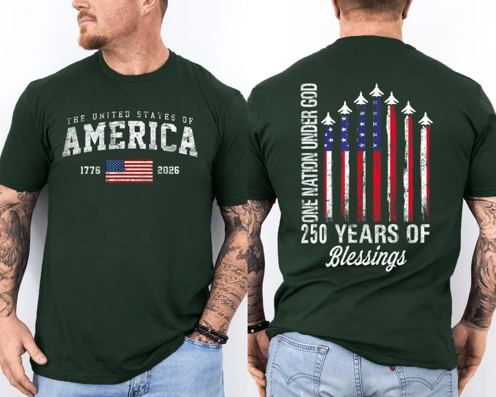 Men'S Casual American 1776-2026 Anniversary Printed Short Sleeved T-Shirt