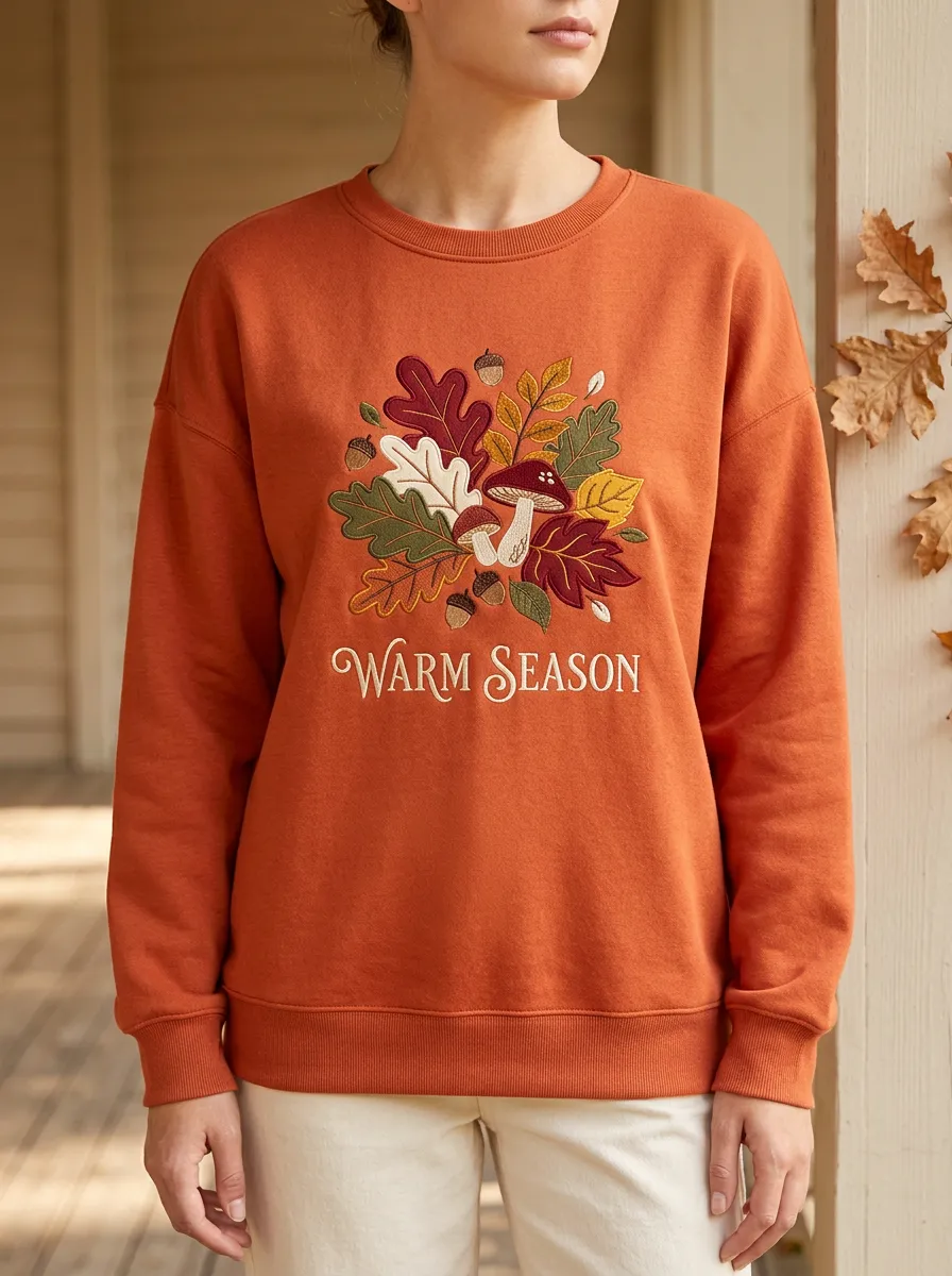 Mushroom  Embroidered Women's Graphic Sweatshirt