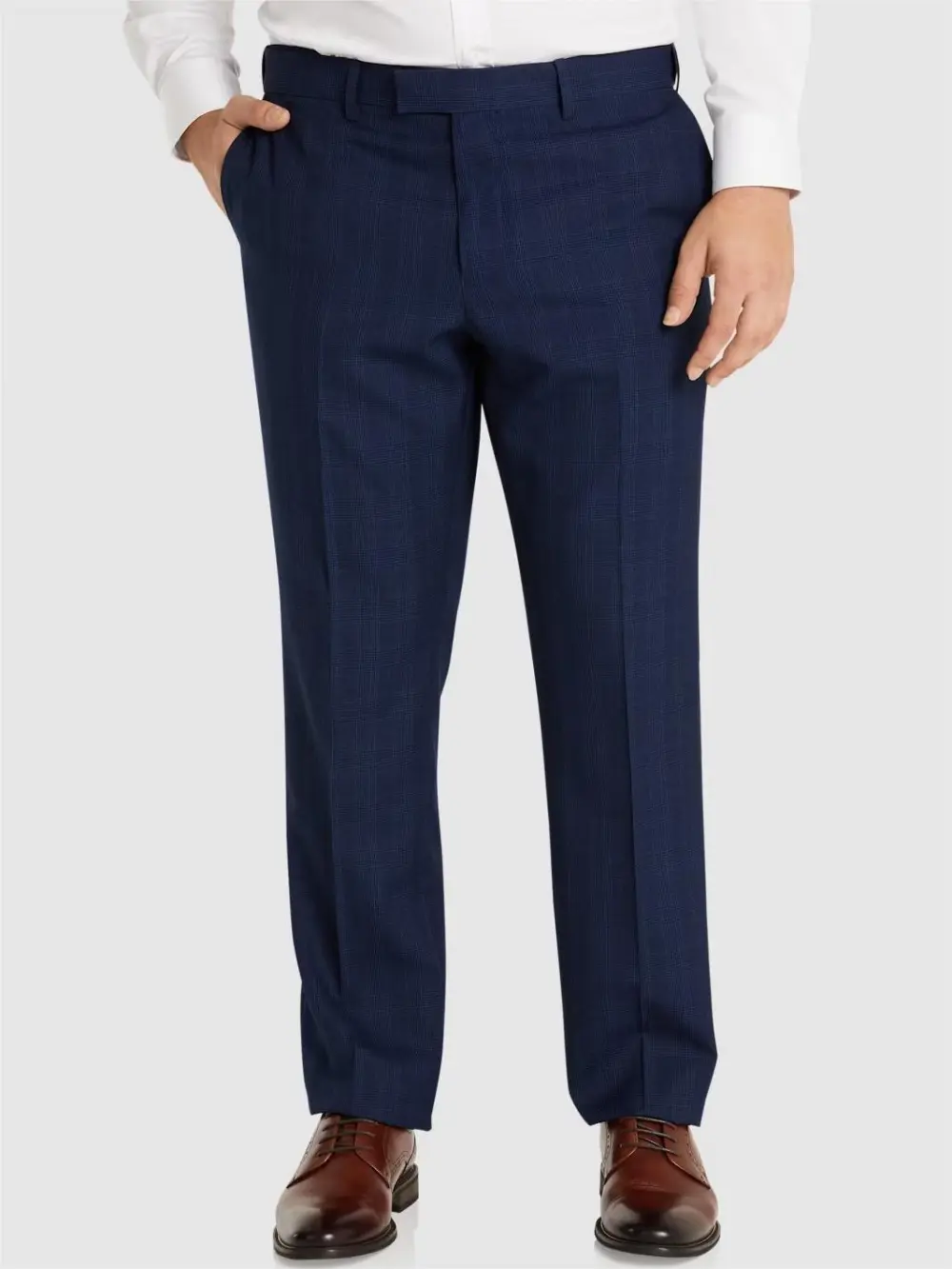 Dark Blue Regular Fit Polyester Trousers