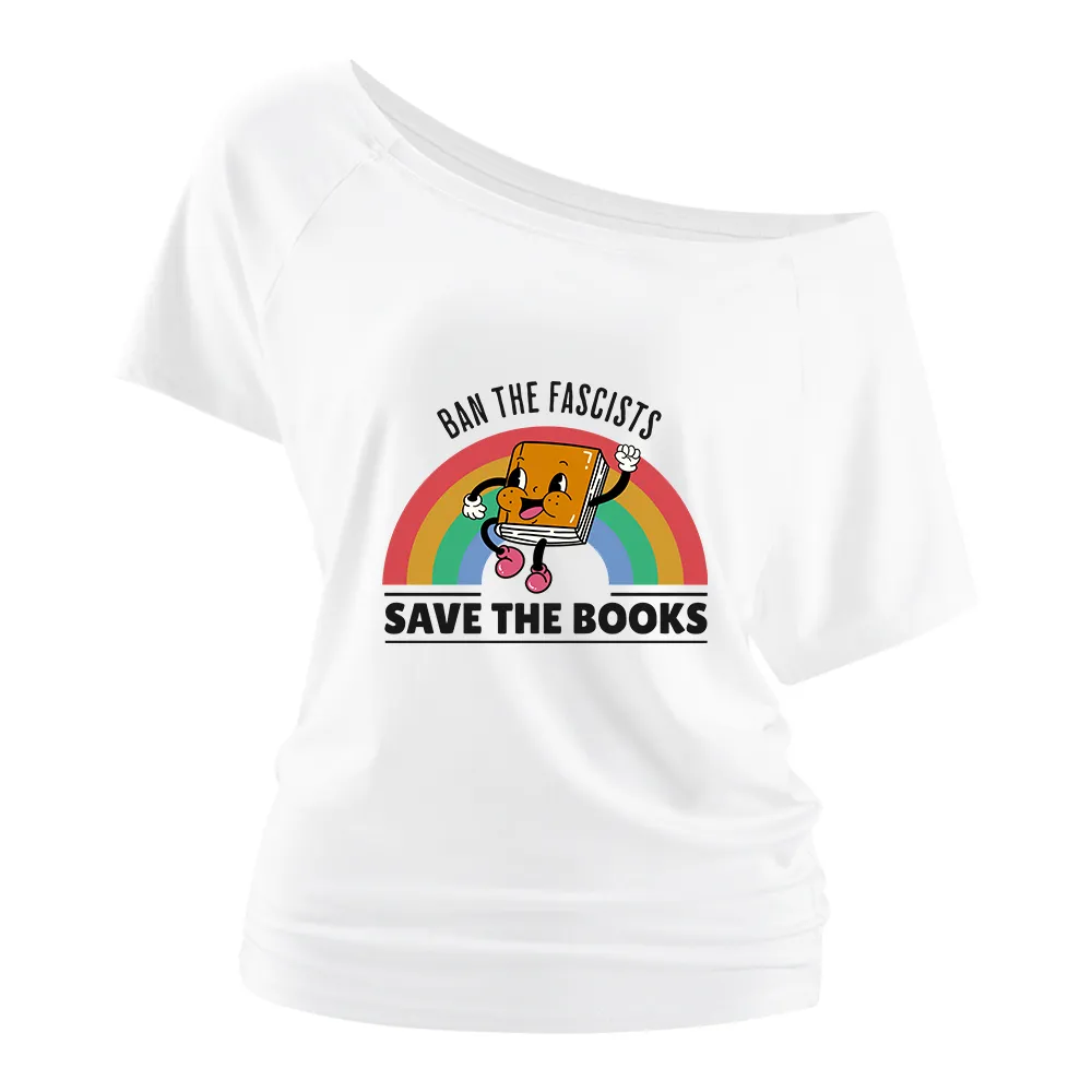 Rainbow And Books Women Off Shoulder T-shirts