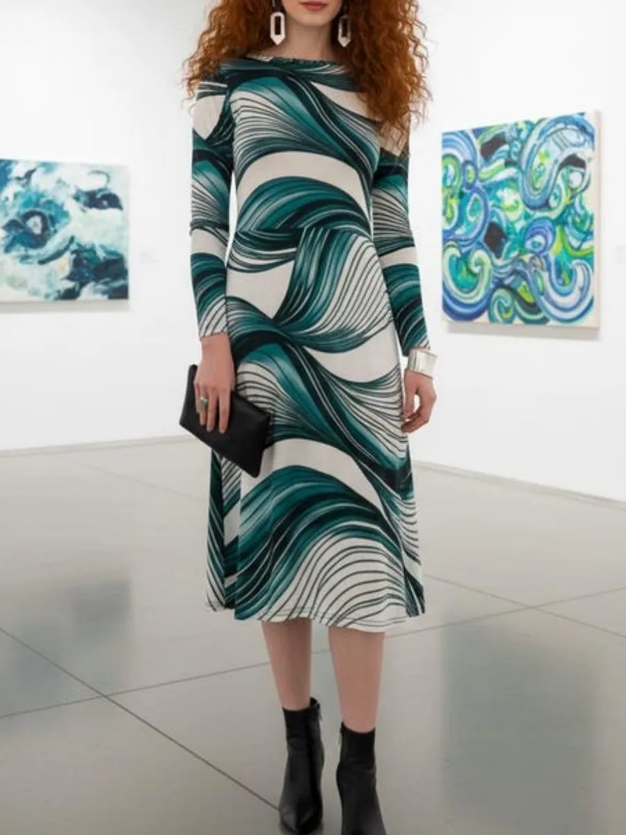 Artistic Print Midi Dress