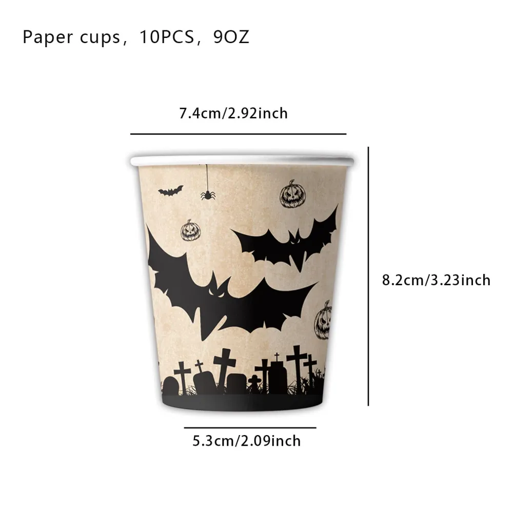 (1set 67pcs) Halloween Retro Ghost Paper Plate Disposable Party Supplies