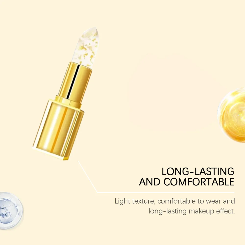 Jaysuing Gold Foil Color-Changing Nourishing Lipstick – Mildly nourishes, pampers lip skin, and delivers hydrating care for a dewy, healthy pout!-£FDC