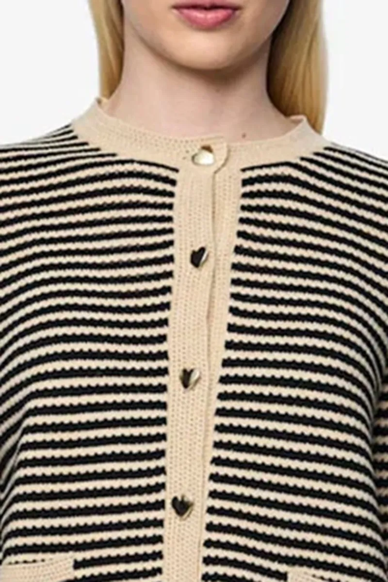 Striped Button Front Knit Cardigans