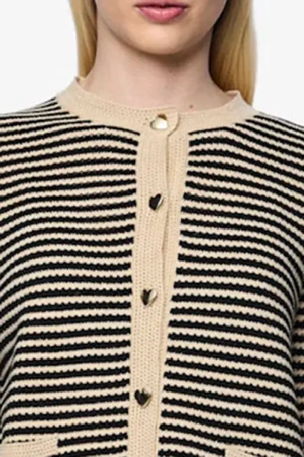 Striped Button Front Knit Cardigans