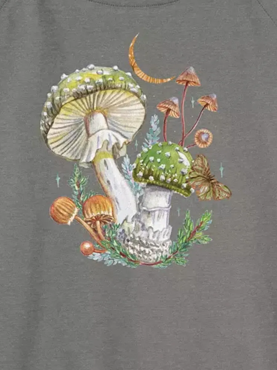 Watercolor Mushroom Prined T-Shirt
