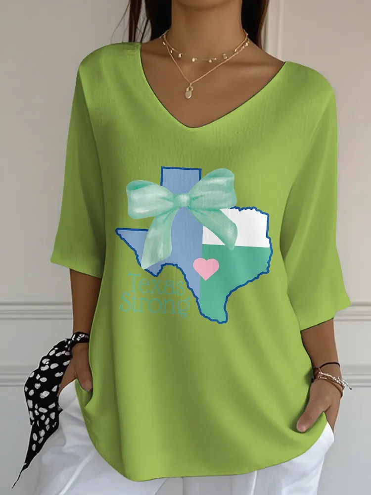 Ladies TEXAS STRONG Classic All-Match V-Neck Shirt
