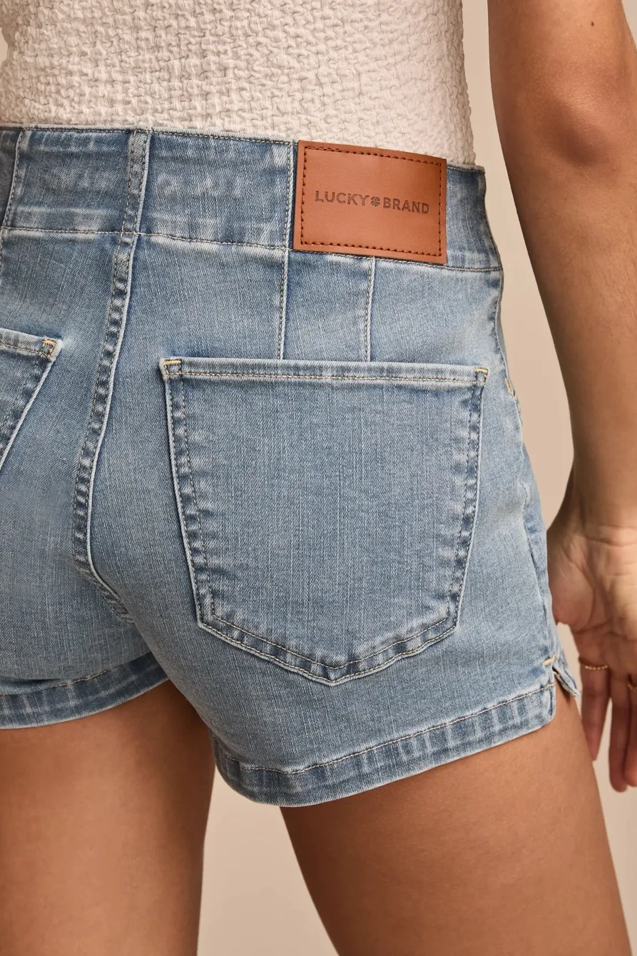 Blue Cotton High Rise Shorty