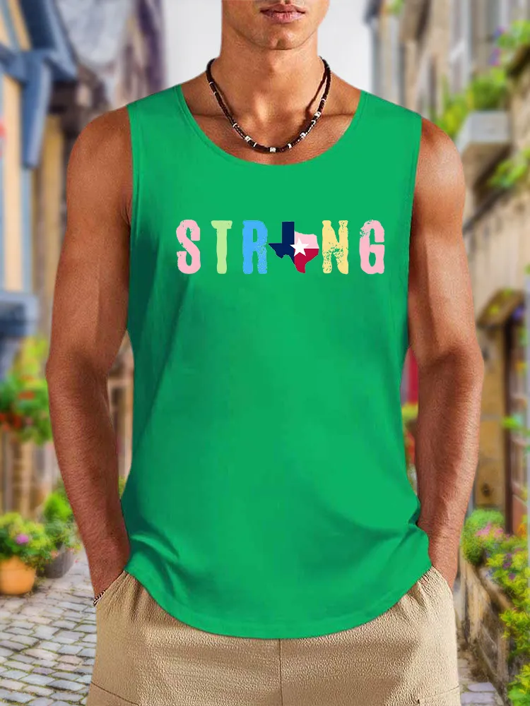 Men'S Simple Style TEXAS STRONG Claasic Crew Neck Vest