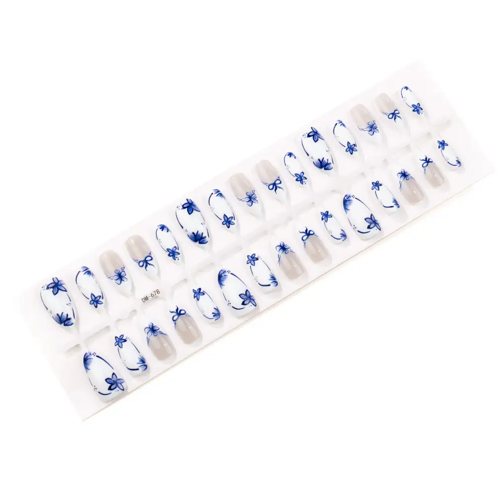 Nailhour 30Pcs White Vintage Medium Almond Press On Nails