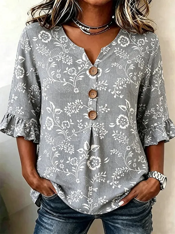 Women's casual floral print top