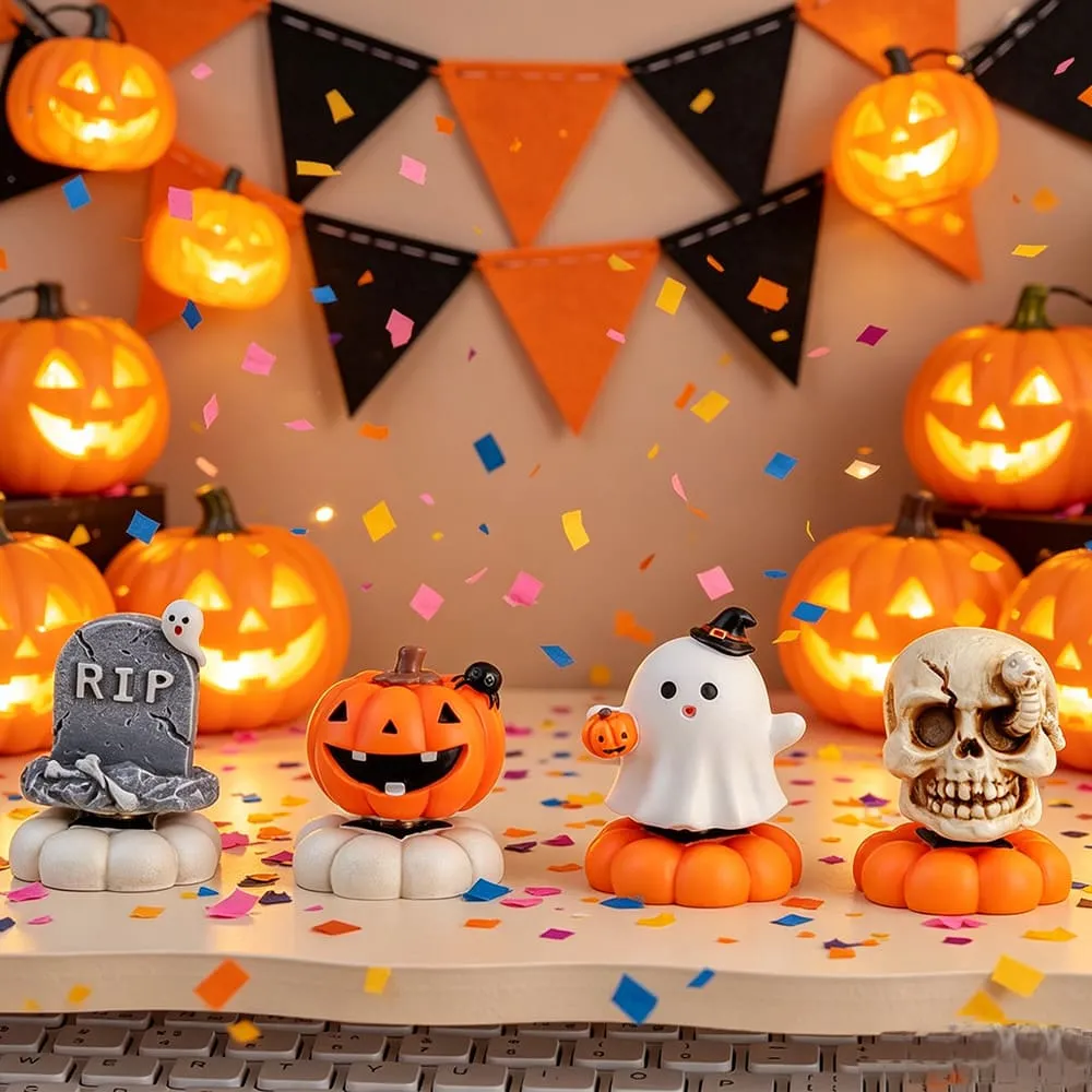 Halloween Ghost Pumpkin Skull Spinning Desktop Resin Ornament