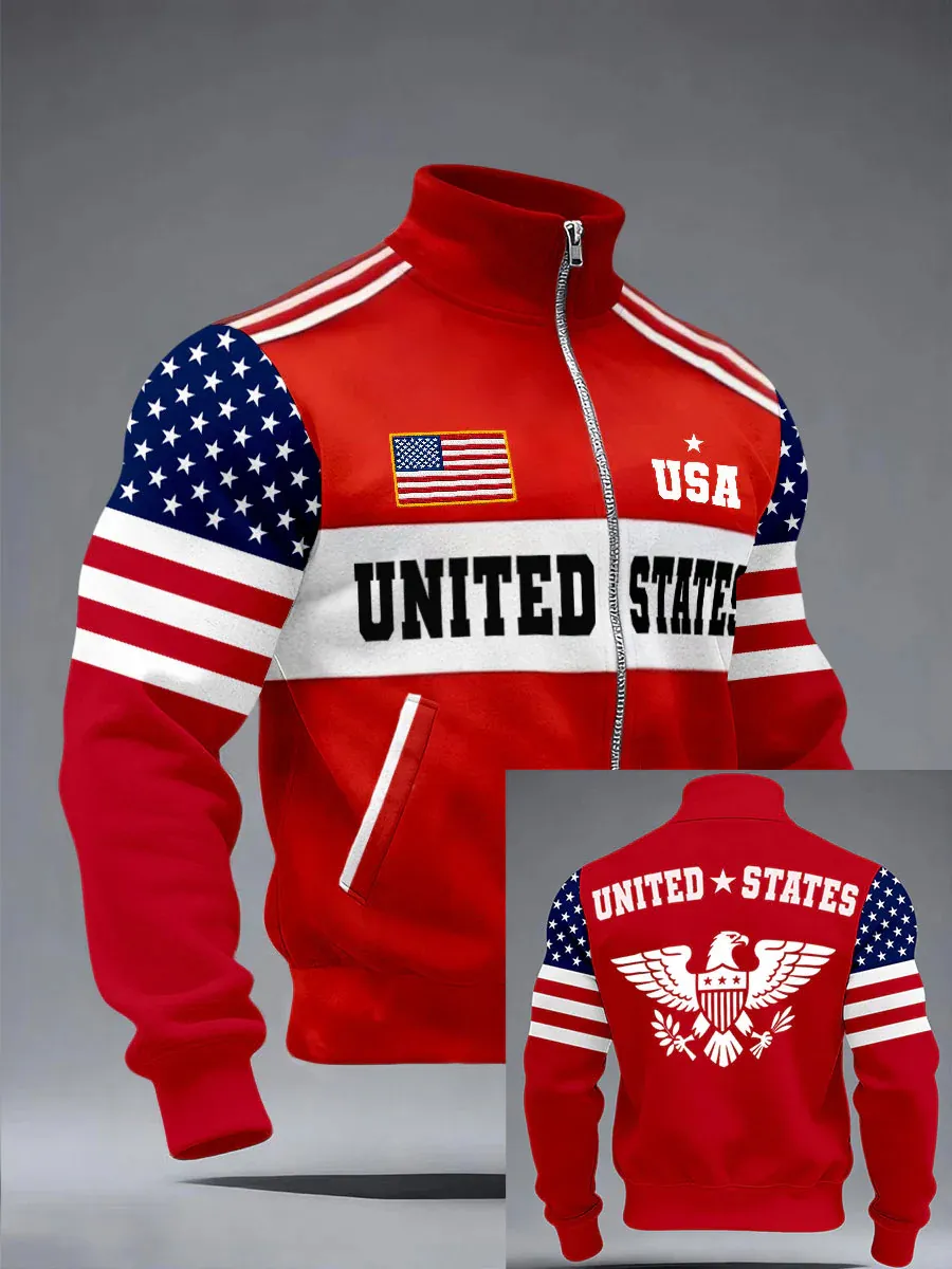Men's USA 250th Anniversary United States Flag Print Jacket