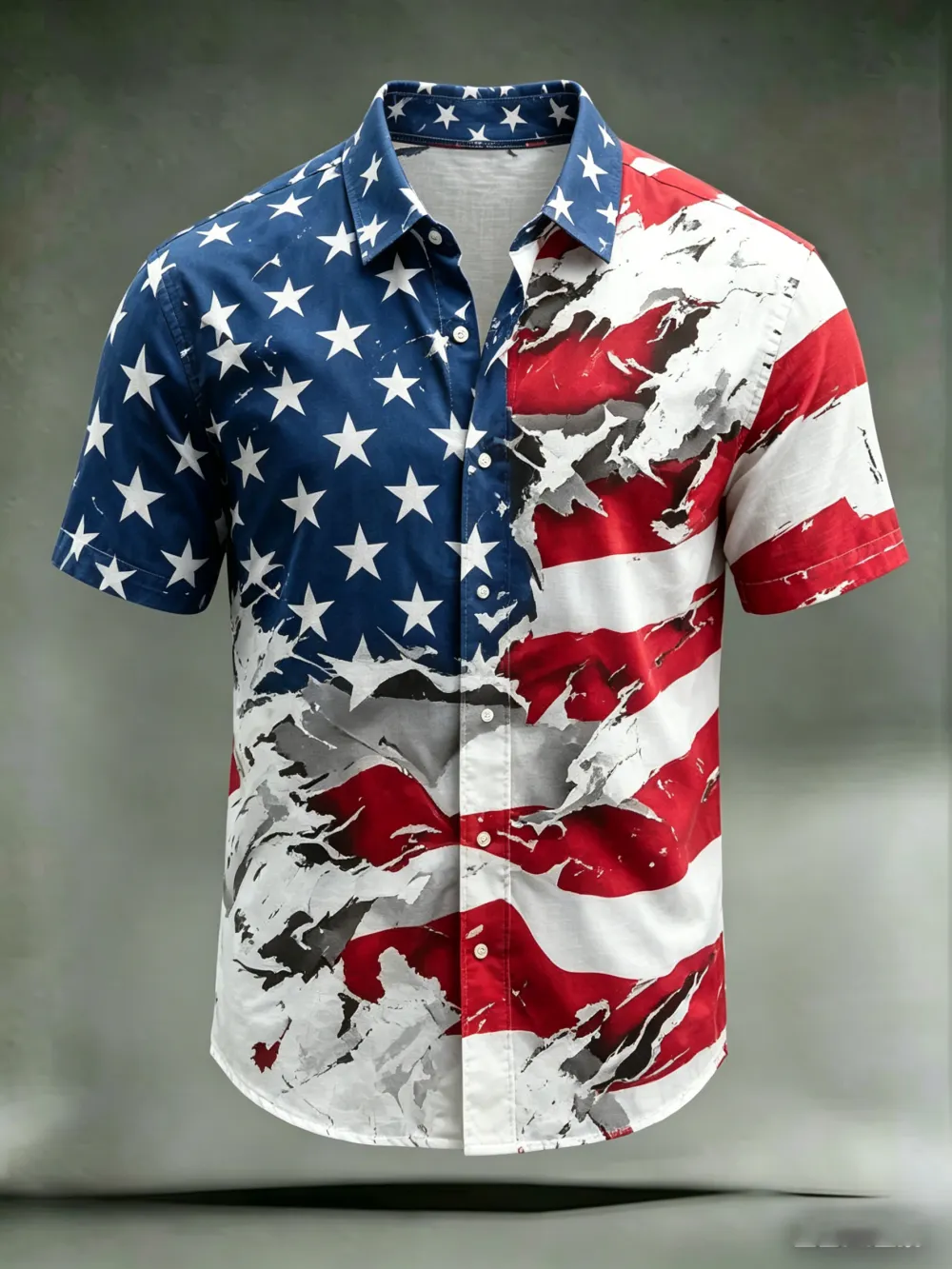 Men'S Casual 250Th Anniversary Commemorative Flag Personalized Printed Lapel Shirt