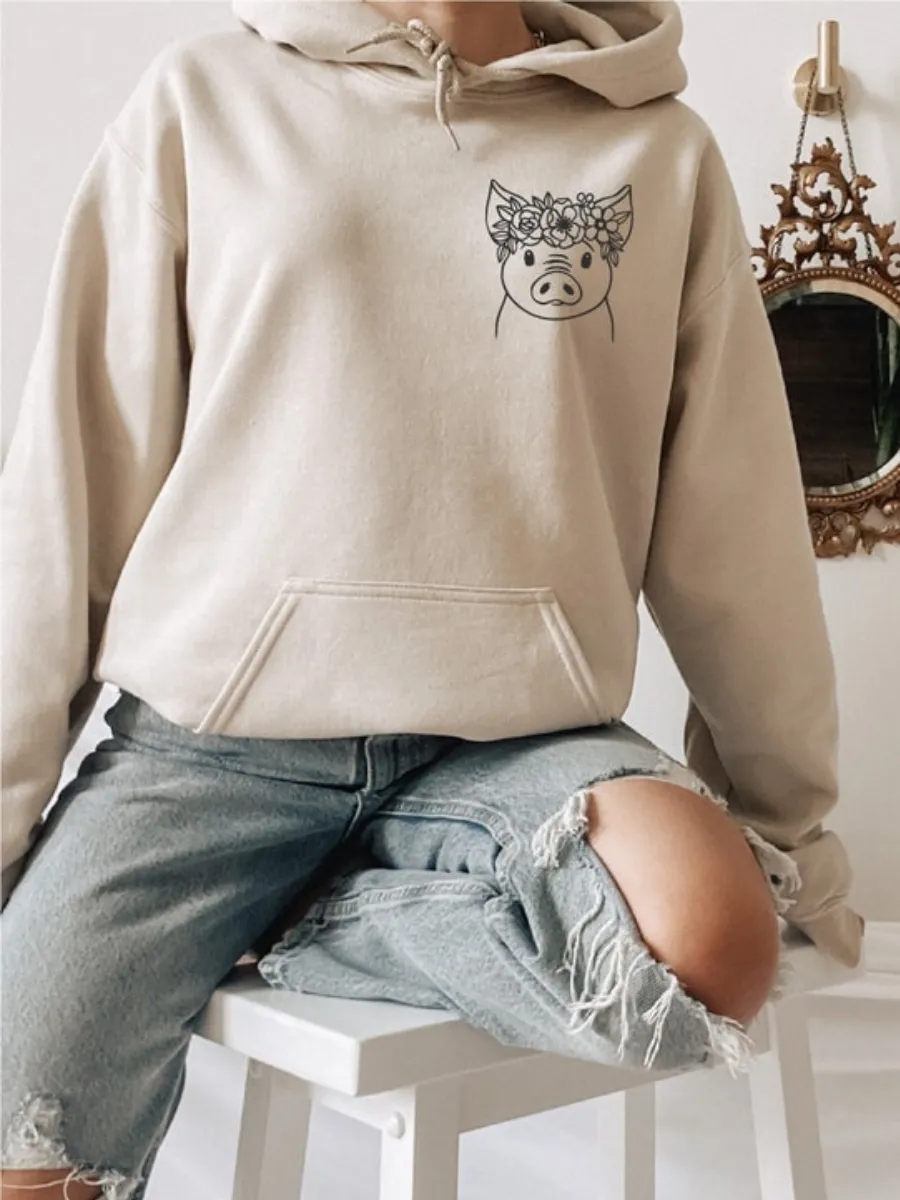 Floral Pig Head Hoodie