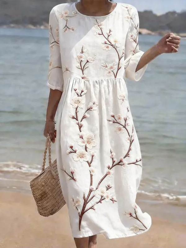 Women's Casual Cotton Linen Dress
