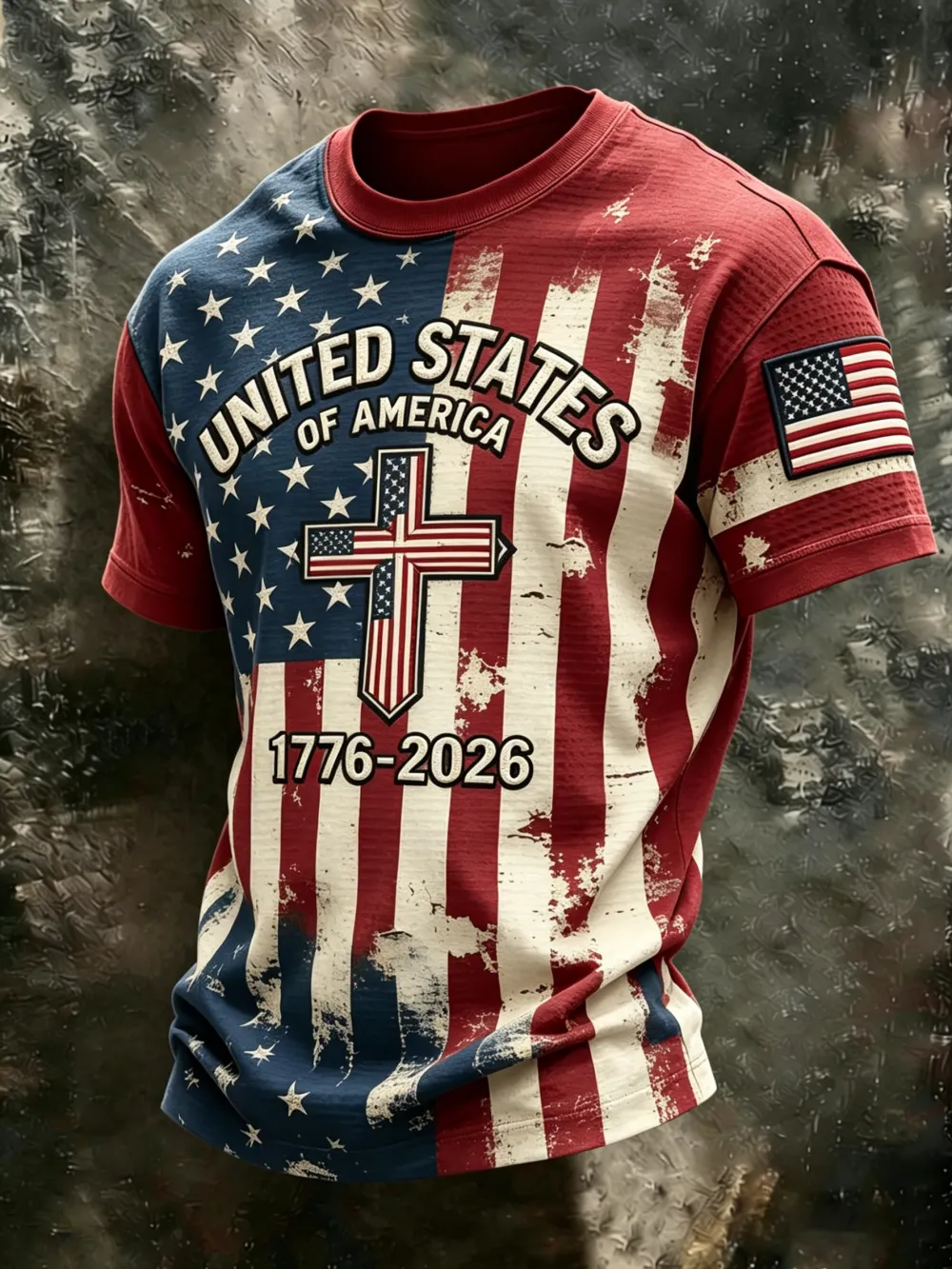 Men'S Casual American 250Th Anniversary Celebration Commemorative Printed Short Sleeved T-Shirt