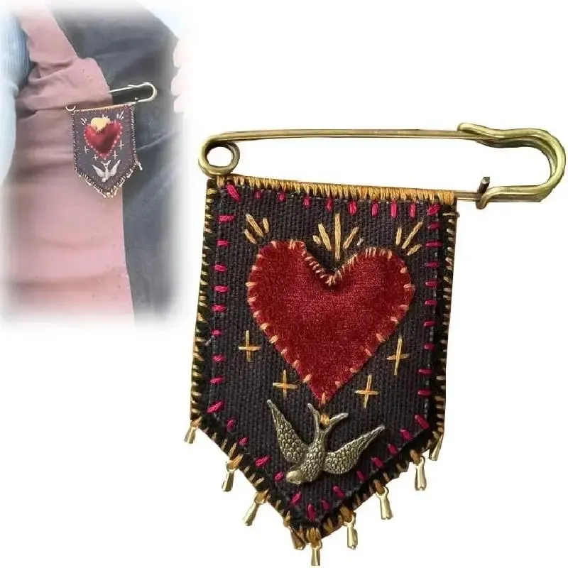 Mini Heart Hand Embroidery Creative Brooch