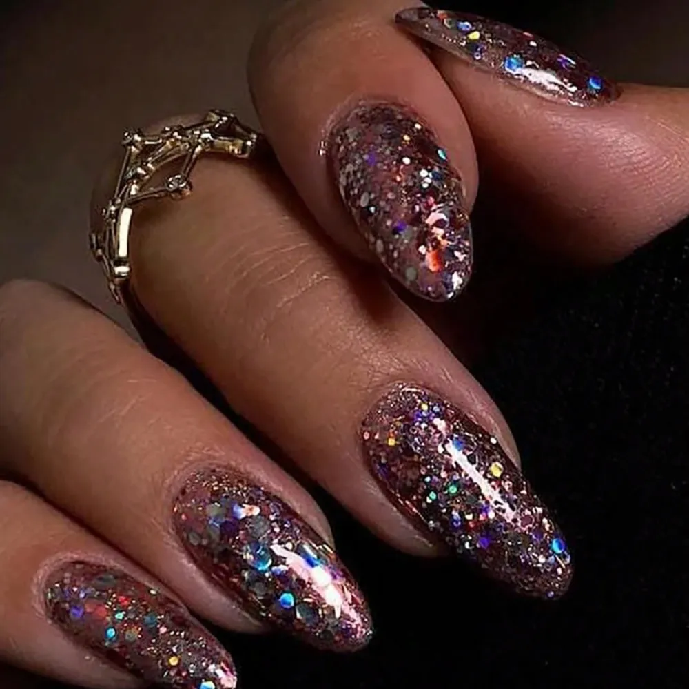 Nailhour 24pcs Purple Glossy Press-On Nails Cat Eye False Nails