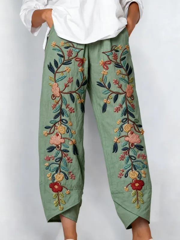 Women's Floral Print Art Print Casual Pants