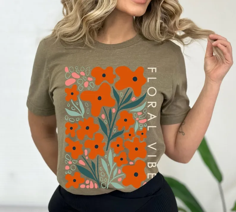 Bright Floral Vibes Print T-shirt