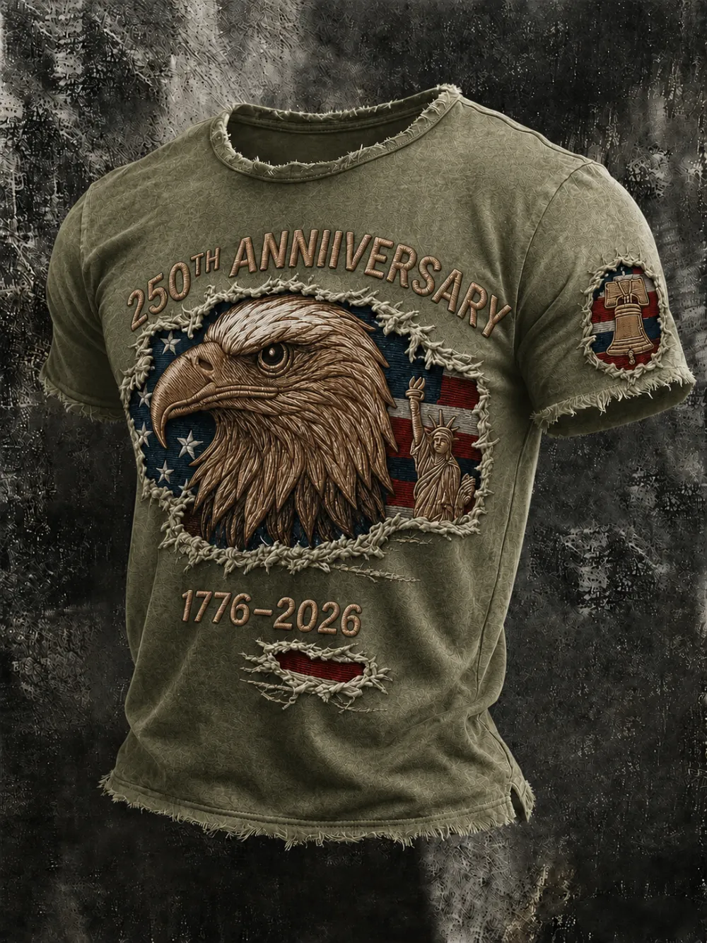 Men'S Vintage American Independence Day Printed T-Shirt
