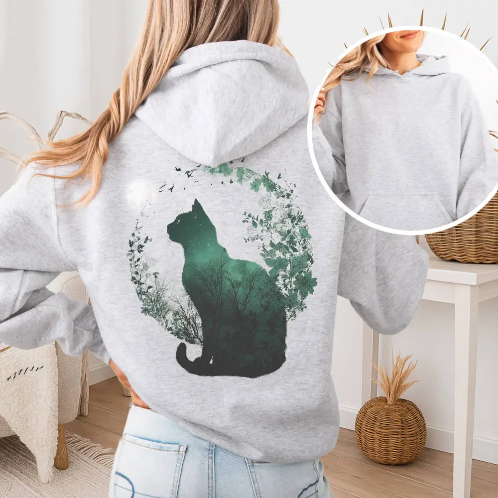 Midnight Cat In The Forest Hoodie